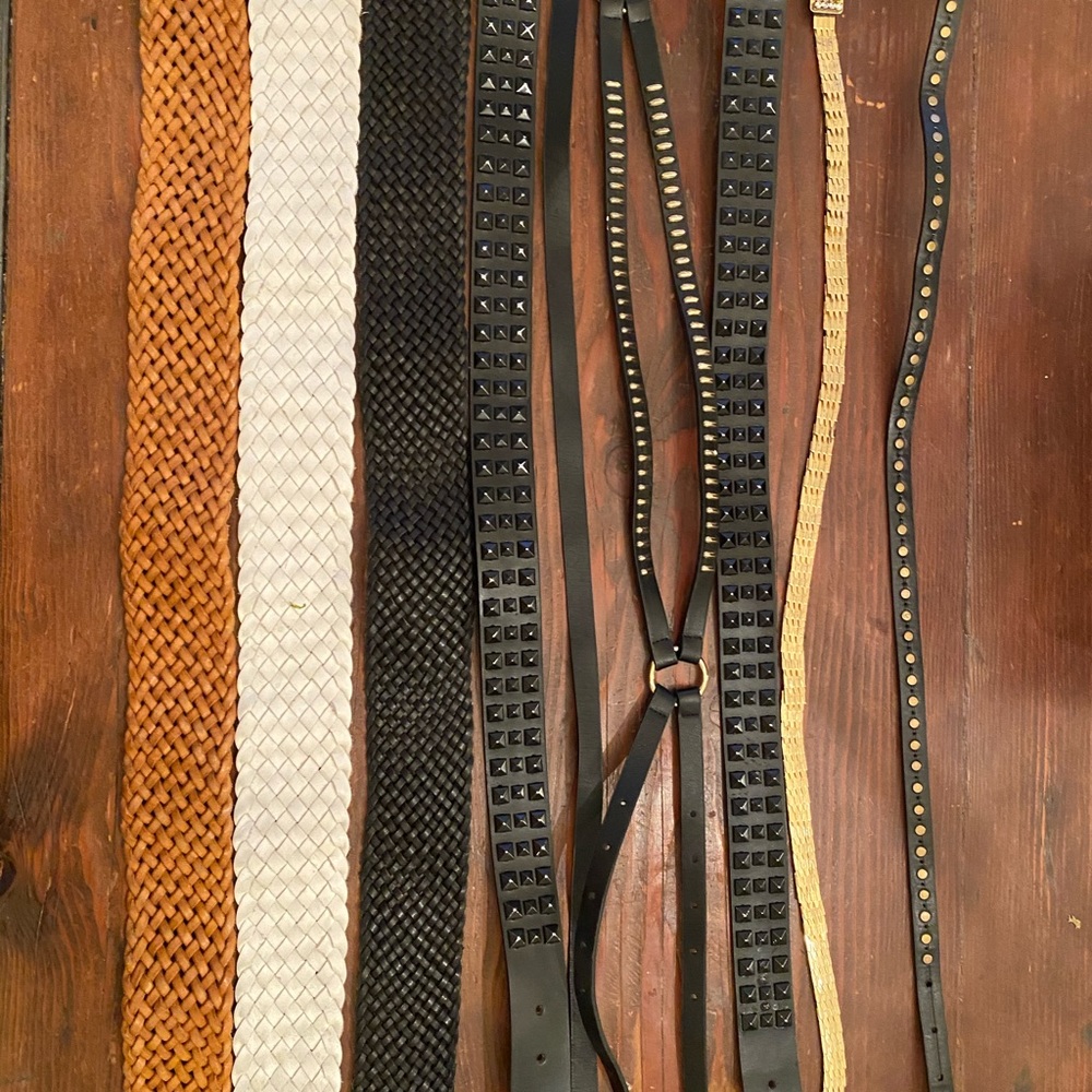A variety of 9 belts all in good condition.